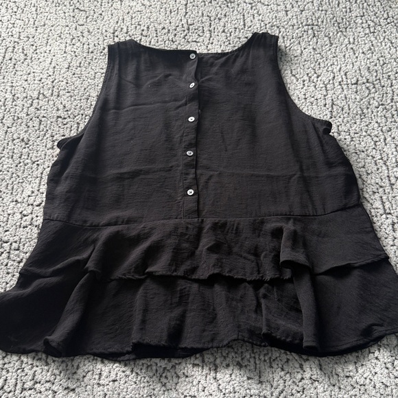 Ann Taylor Loft Black Tank with Button Down and Ruffle Hem Back - Picture 7 of 8